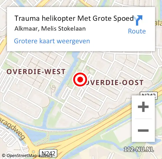 Locatie op kaart van de 112 melding: Trauma helikopter Met Grote Spoed Naar Alkmaar, Melis Stokelaan op 4 april 2022 22:18