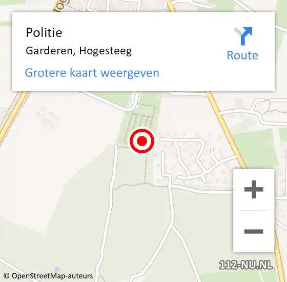 Locatie op kaart van de 112 melding: Politie Garderen, Hogesteeg op 4 april 2022 22:24