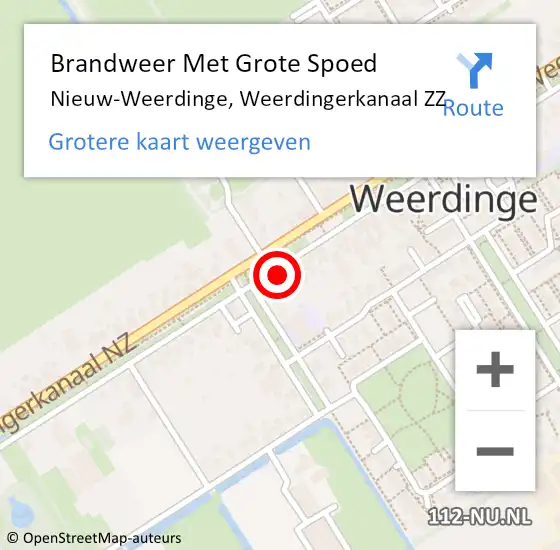 Locatie op kaart van de 112 melding: Brandweer Met Grote Spoed Naar Nieuw-Weerdinge, Weerdingerkanaal ZZ op 4 april 2022 22:30