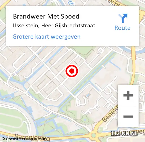 Locatie op kaart van de 112 melding: Brandweer Met Spoed Naar IJsselstein, Heer Gijsbrechtstraat op 4 april 2022 22:35