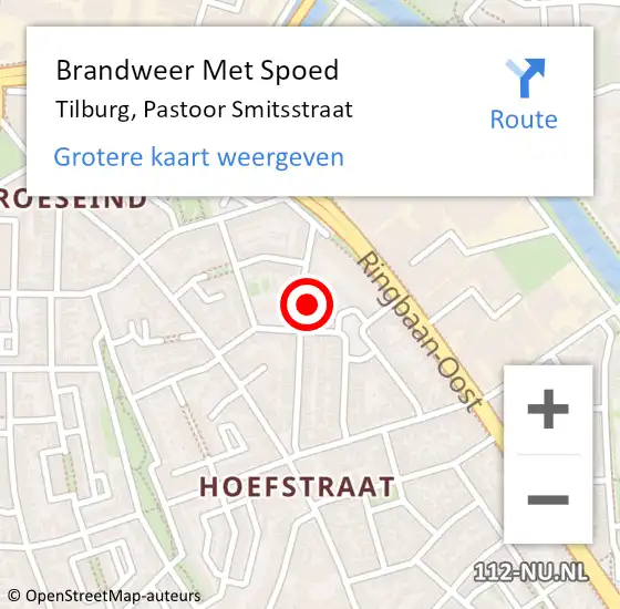 Locatie op kaart van de 112 melding: Brandweer Met Spoed Naar Tilburg, Pastoor Smitsstraat op 4 april 2022 23:08