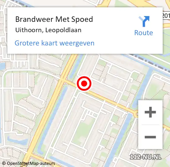 Locatie op kaart van de 112 melding: Brandweer Met Spoed Naar Uithoorn, Leopoldlaan op 4 april 2022 23:23