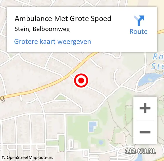 Locatie op kaart van de 112 melding: Ambulance Met Grote Spoed Naar Stein, Belboomweg op 13 juli 2014 11:22