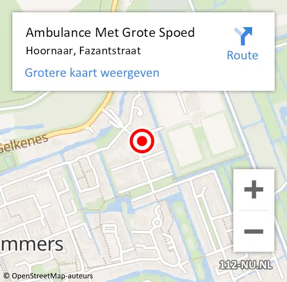 Locatie op kaart van de 112 melding: Ambulance Met Grote Spoed Naar Hoornaar, Fazantstraat op 4 april 2022 23:41
