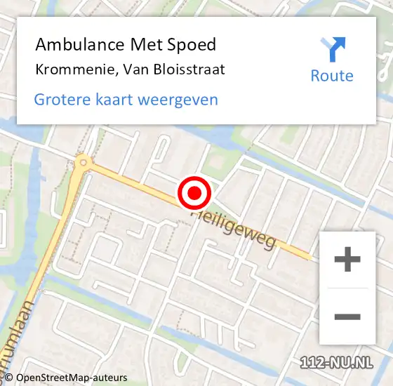 Locatie op kaart van de 112 melding: Ambulance Met Spoed Naar Krommenie, Van Bloisstraat op 4 april 2022 23:44