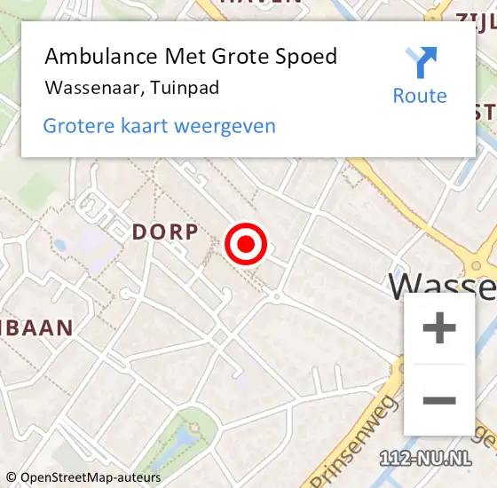 Locatie op kaart van de 112 melding: Ambulance Met Grote Spoed Naar Wassenaar, Tuinpad op 5 april 2022 00:29