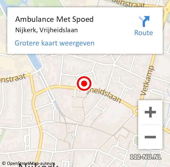 Locatie op kaart van de 112 melding: Ambulance Met Spoed Naar Nijkerk, Vrijheidslaan op 5 april 2022 00:54