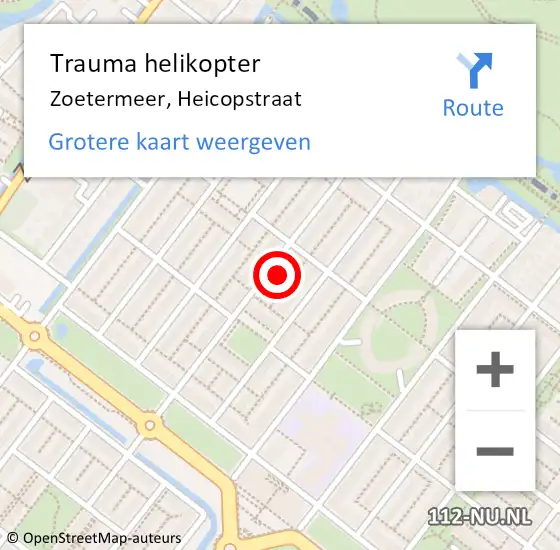 Locatie op kaart van de 112 melding: Trauma helikopter Zoetermeer, Heicopstraat op 5 april 2022 00:55