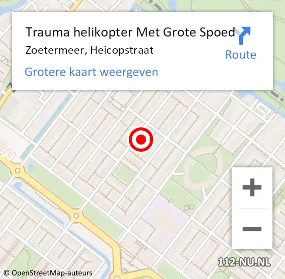 Locatie op kaart van de 112 melding: Trauma helikopter Met Grote Spoed Naar Zoetermeer, Heicopstraat op 5 april 2022 00:56