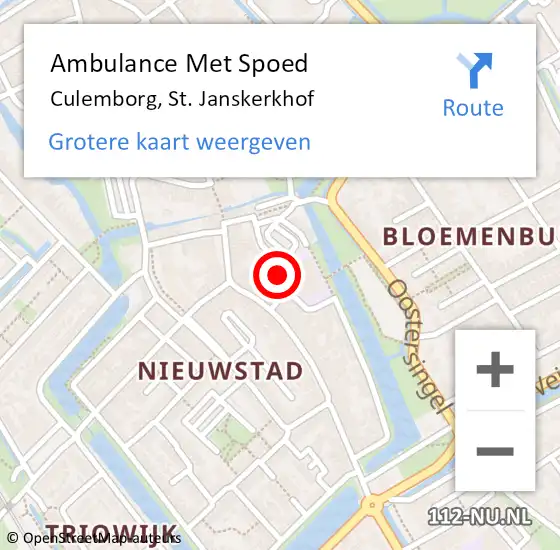 Locatie op kaart van de 112 melding: Ambulance Met Spoed Naar Culemborg, St. Janskerkhof op 5 april 2022 01:07