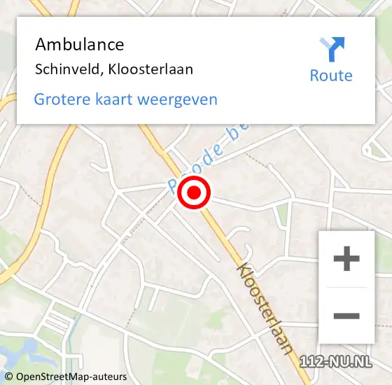 Locatie op kaart van de 112 melding: Ambulance Schinveld, Kloosterlaan op 13 juli 2014 11:25