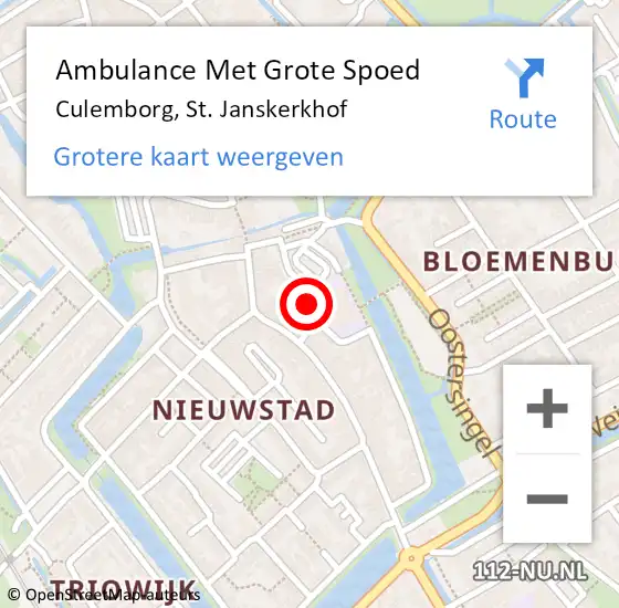 Locatie op kaart van de 112 melding: Ambulance Met Grote Spoed Naar Culemborg, St. Janskerkhof op 5 april 2022 02:26