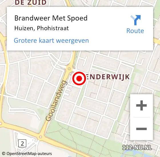 Locatie op kaart van de 112 melding: Brandweer Met Spoed Naar Huizen, Phohistraat op 5 april 2022 03:15