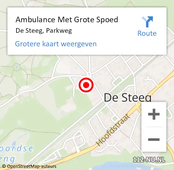 Locatie op kaart van de 112 melding: Ambulance Met Grote Spoed Naar De Steeg, Parkweg op 5 april 2022 03:32