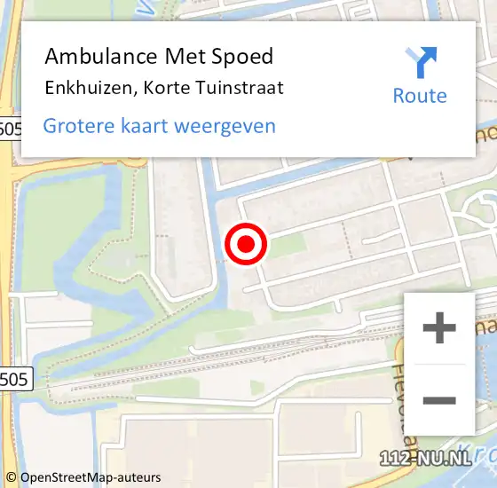 Locatie op kaart van de 112 melding: Ambulance Met Spoed Naar Enkhuizen, Korte Tuinstraat op 5 april 2022 05:48