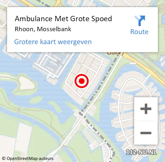 Locatie op kaart van de 112 melding: Ambulance Met Grote Spoed Naar Rhoon, Mosselbank op 5 april 2022 06:20