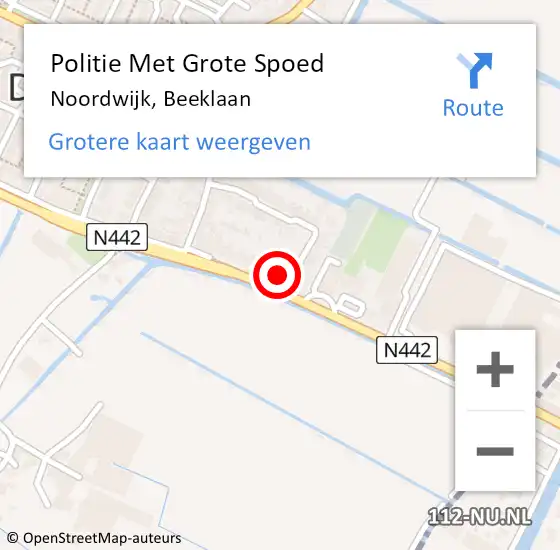 Locatie op kaart van de 112 melding: Politie Met Grote Spoed Naar Noordwijk, Beeklaan op 5 april 2022 06:58