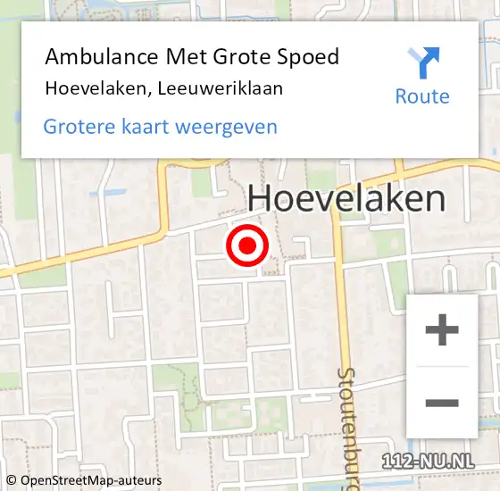 Locatie op kaart van de 112 melding: Ambulance Met Grote Spoed Naar Hoevelaken, Leeuweriklaan op 5 april 2022 07:26