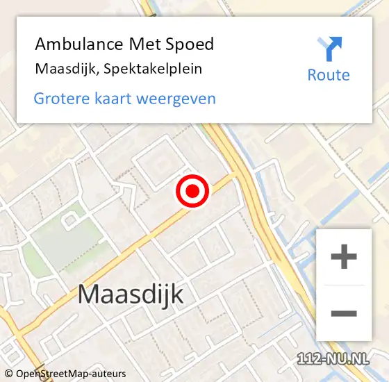 Locatie op kaart van de 112 melding: Ambulance Met Spoed Naar Maasdijk, Spektakelplein op 5 april 2022 07:33
