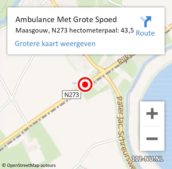 Locatie op kaart van de 112 melding: Ambulance Met Grote Spoed Naar Maasgouw, N273 hectometerpaal: 43,5 op 5 april 2022 07:39