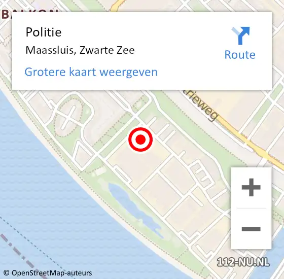 Locatie op kaart van de 112 melding: Politie Maassluis, Zwarte Zee op 5 april 2022 07:41