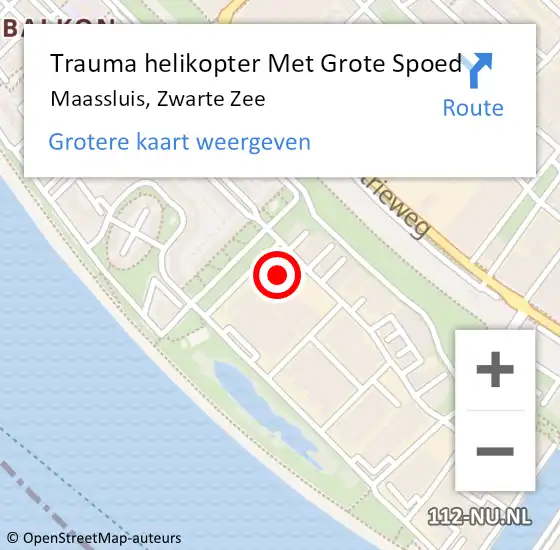 Locatie op kaart van de 112 melding: Trauma helikopter Met Grote Spoed Naar Maassluis, Zwarte Zee op 5 april 2022 07:43