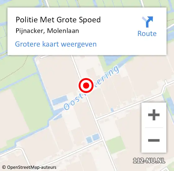 Locatie op kaart van de 112 melding: Politie Met Grote Spoed Naar Pijnacker, Molenlaan op 5 april 2022 07:46