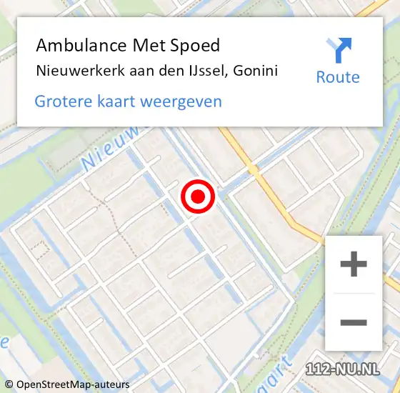 Locatie op kaart van de 112 melding: Ambulance Met Spoed Naar Nieuwerkerk aan den IJssel, Gonini op 5 april 2022 08:05