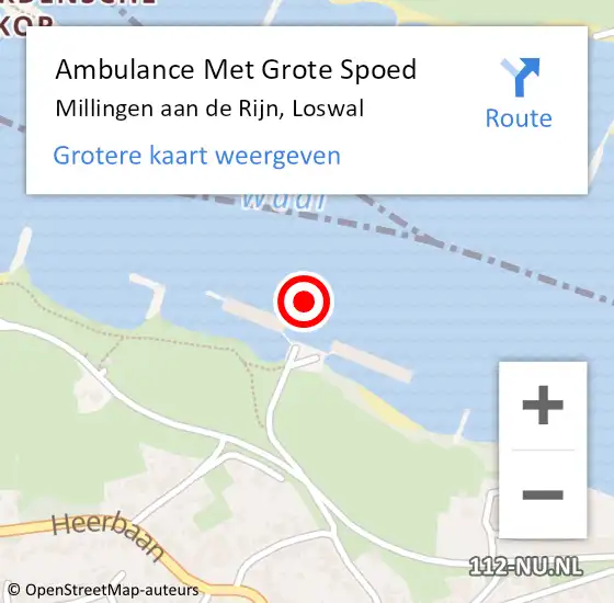 Locatie op kaart van de 112 melding: Ambulance Met Grote Spoed Naar Millingen aan de Rijn, Loswal op 5 april 2022 08:05