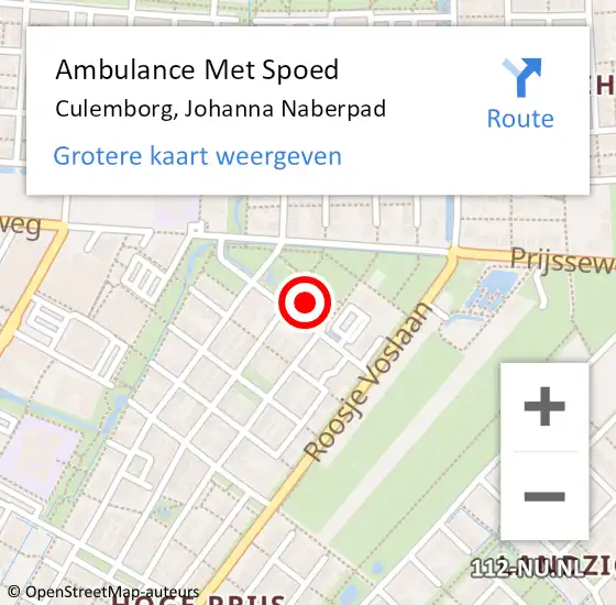 Locatie op kaart van de 112 melding: Ambulance Met Spoed Naar Culemborg, Johanna Naberpad op 5 april 2022 08:13