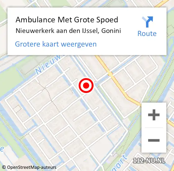 Locatie op kaart van de 112 melding: Ambulance Met Grote Spoed Naar Nieuwerkerk aan den IJssel, Gonini op 5 april 2022 08:17