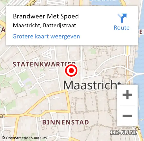 Locatie op kaart van de 112 melding: Brandweer Met Spoed Naar Maastricht, Batterijstraat op 5 april 2022 08:24