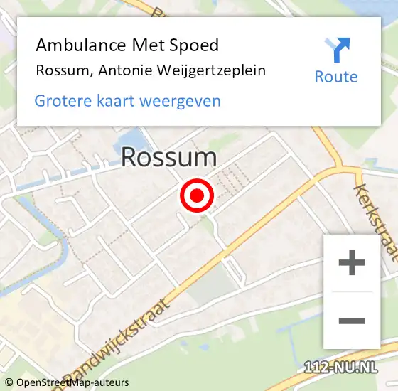 Locatie op kaart van de 112 melding: Ambulance Met Spoed Naar Rossum, Antonie Weijgertzeplein op 5 april 2022 09:04