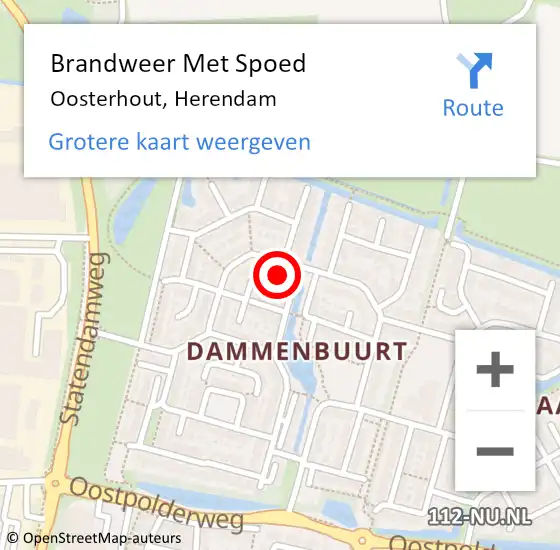 Locatie op kaart van de 112 melding: Brandweer Met Spoed Naar Oosterhout, Herendam op 5 april 2022 09:14