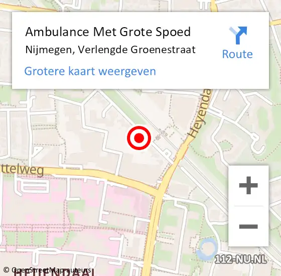 Locatie op kaart van de 112 melding: Ambulance Met Grote Spoed Naar Nijmegen, Verlengde Groenestraat op 5 april 2022 09:27