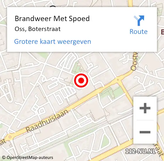 Locatie op kaart van de 112 melding: Brandweer Met Spoed Naar Oss, Boterstraat op 5 april 2022 09:54