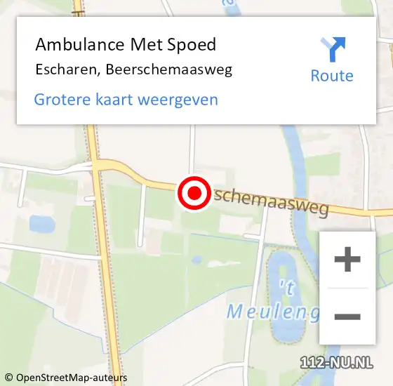 Locatie op kaart van de 112 melding: Ambulance Met Spoed Naar Escharen, Beerschemaasweg op 13 juli 2014 12:03