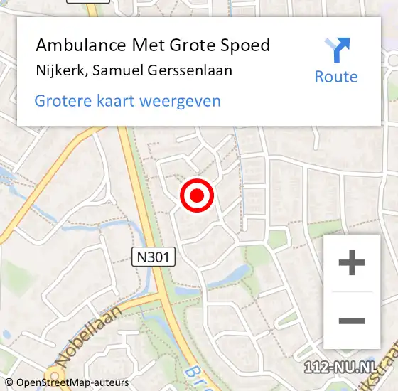 Locatie op kaart van de 112 melding: Ambulance Met Grote Spoed Naar Nijkerk, Samuel Gerssenlaan op 5 april 2022 10:19