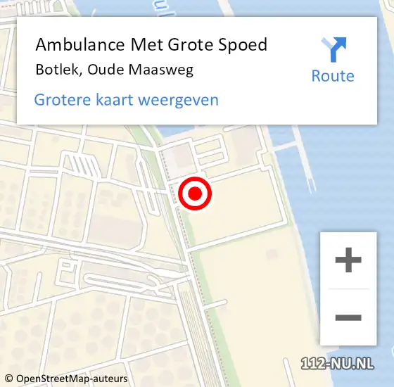 Locatie op kaart van de 112 melding: Ambulance Met Grote Spoed Naar Botlek, Oude Maasweg op 5 april 2022 10:40