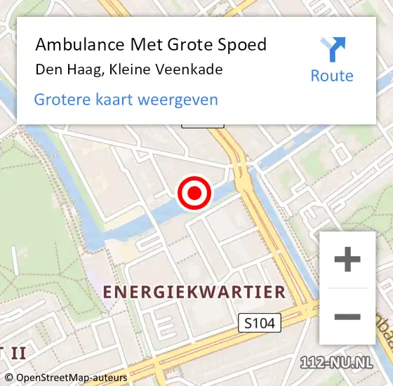 Locatie op kaart van de 112 melding: Ambulance Met Grote Spoed Naar Den Haag, Kleine Veenkade op 5 april 2022 10:43