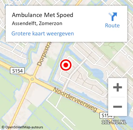 Locatie op kaart van de 112 melding: Ambulance Met Spoed Naar Assendelft, Zomerzon op 5 april 2022 11:08