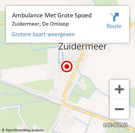 Locatie op kaart van de 112 melding: Ambulance Met Grote Spoed Naar Zuidermeer, De Omloop op 5 april 2022 11:36