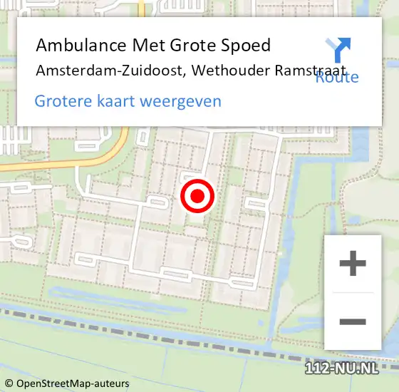 Locatie op kaart van de 112 melding: Ambulance Met Grote Spoed Naar Amsterdam-Zuidoost, Wethouder Ramstraat op 5 april 2022 11:39