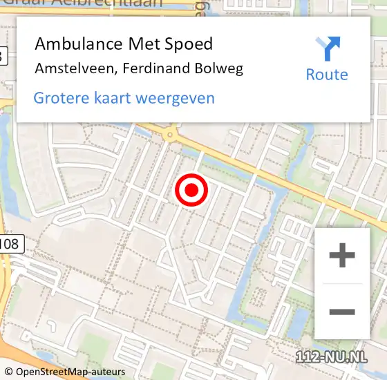 Locatie op kaart van de 112 melding: Ambulance Met Spoed Naar Amstelveen, Ferdinand Bolweg op 5 april 2022 11:41