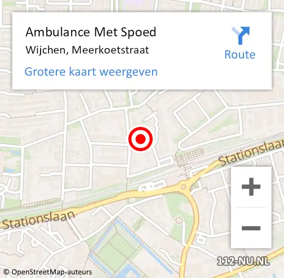 Locatie op kaart van de 112 melding: Ambulance Met Spoed Naar Wijchen, Meerkoetstraat op 5 april 2022 11:43