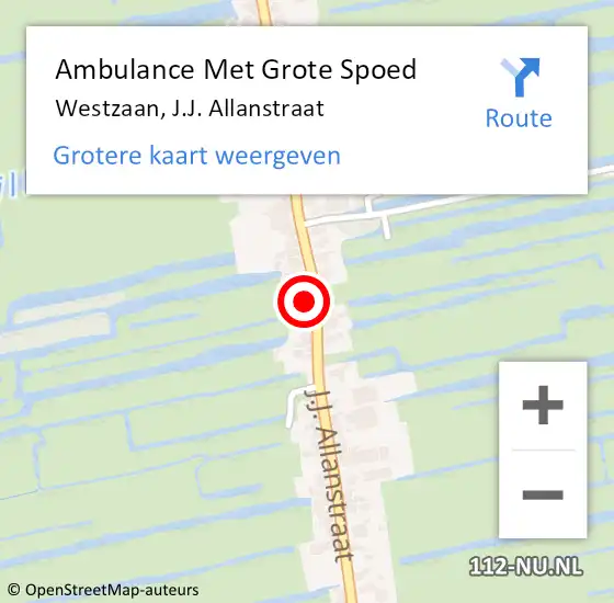 Locatie op kaart van de 112 melding: Ambulance Met Grote Spoed Naar Westzaan, J.J. Allanstraat op 5 april 2022 11:44