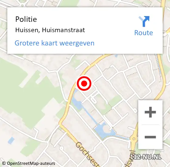 Locatie op kaart van de 112 melding: Politie Huissen, Huismanstraat op 5 april 2022 11:47