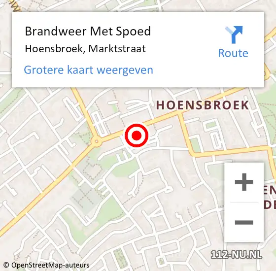 Locatie op kaart van de 112 melding: Brandweer Met Spoed Naar Hoensbroek, Marktstraat op 5 april 2022 11:52