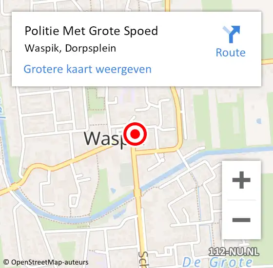 Locatie op kaart van de 112 melding: Politie Met Grote Spoed Naar Waspik, Dorpsplein op 5 april 2022 12:00