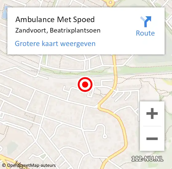 Locatie op kaart van de 112 melding: Ambulance Met Spoed Naar Zandvoort, Beatrixplantsoen op 5 april 2022 12:12